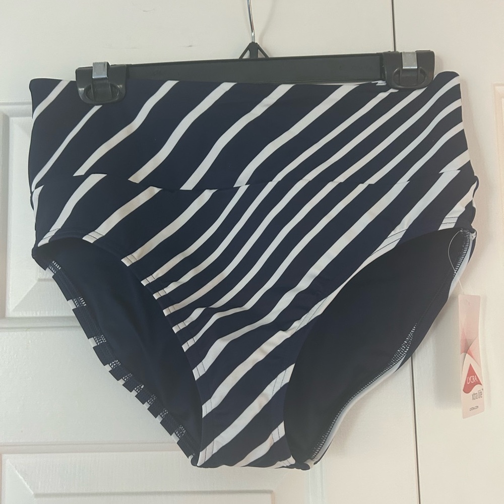 Lands' End Navy and White Bikini Bottom